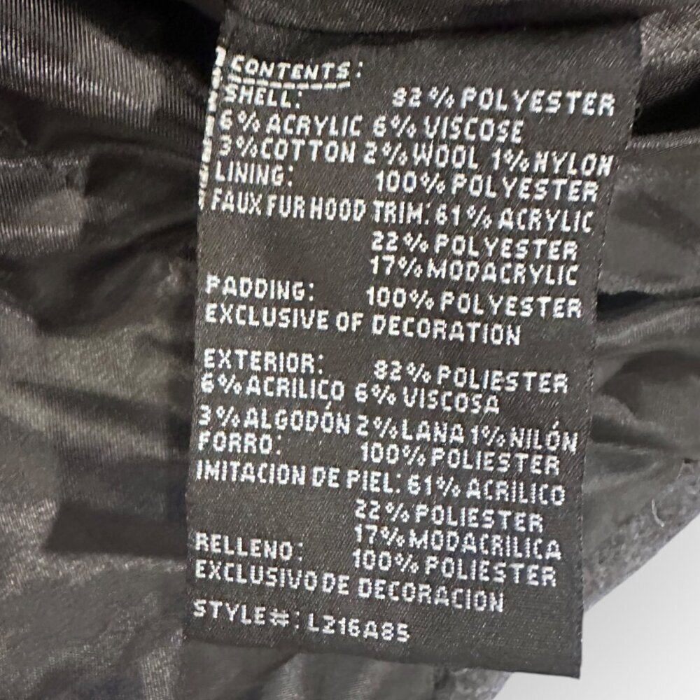 London Fog Jacket Faux Fur Hood Gray Coat Alpine Swiss Parka Size Girls Large 14 - Picture 8 of 16